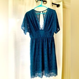 V-Neck Lace Babydoll Style Dress